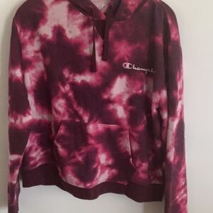 Champion Red and White Oversized Hoodie